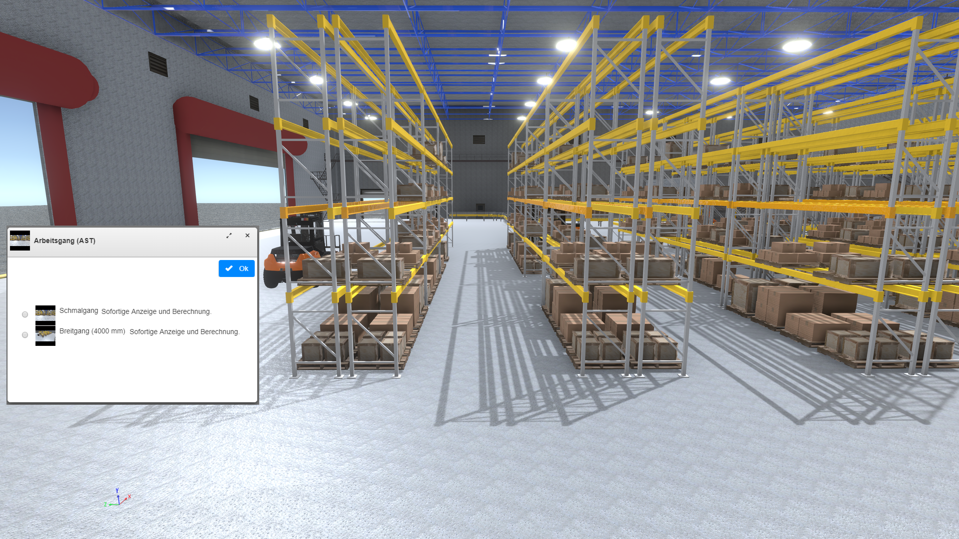 3D Konfiguration eines Logistiksystems