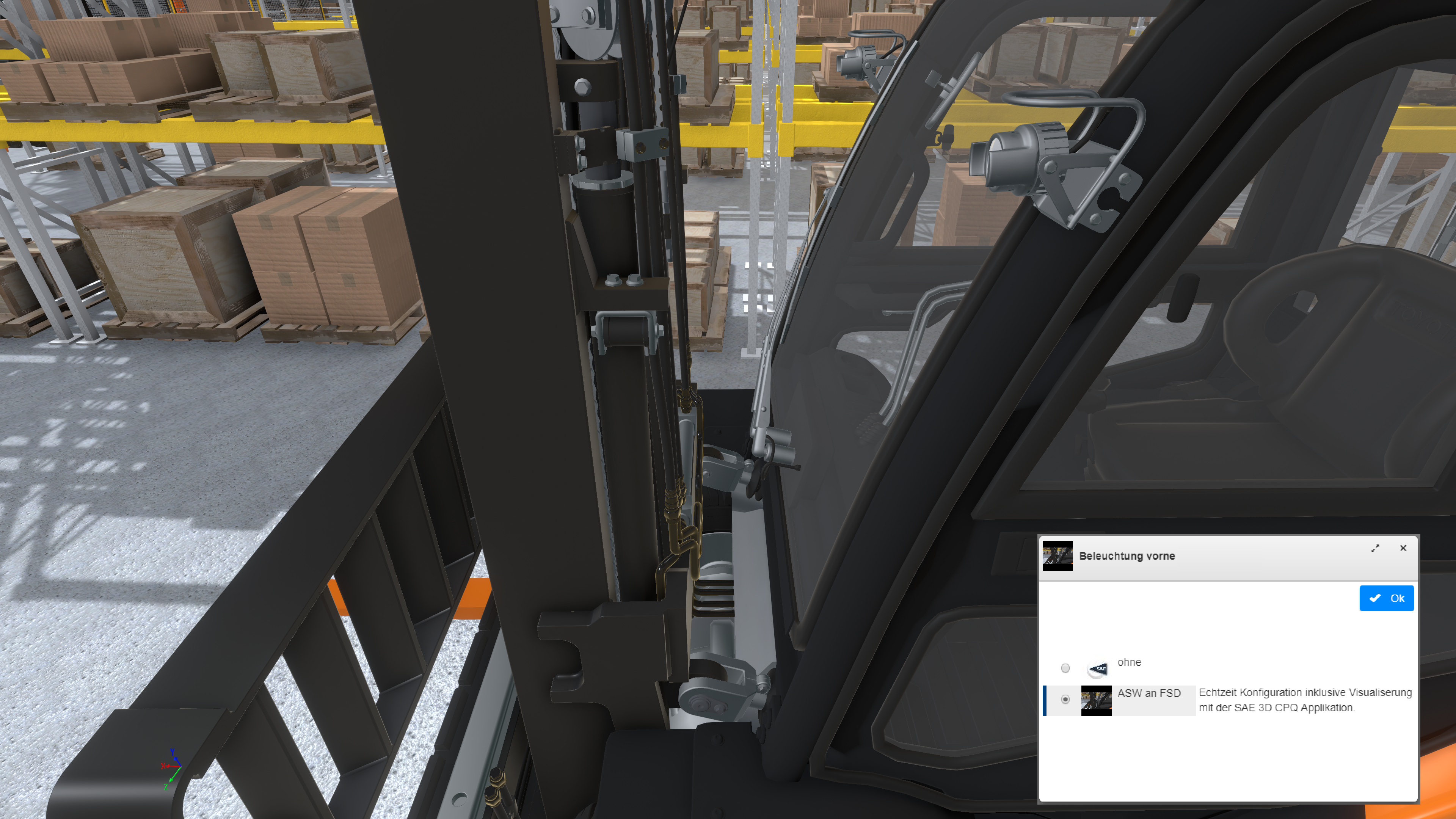 Gabelstapler Konfiguration in 3D mit SAE CPQ Gabelstapler Konfiguration in 3D mit SAE CPQ