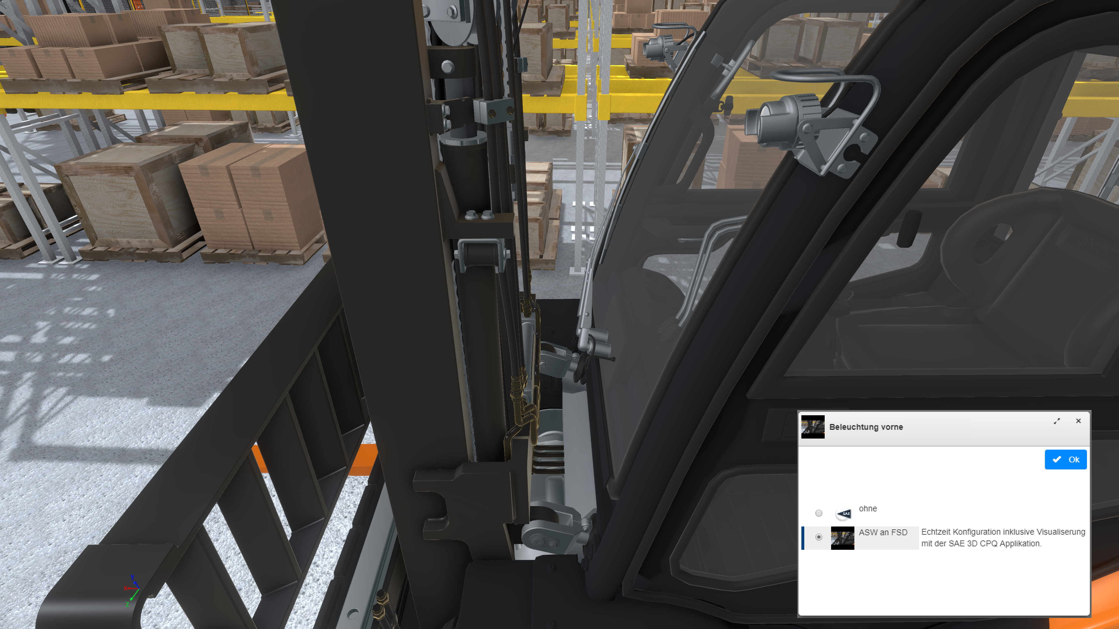 Forklift configuration in 3D with SAE CPQ