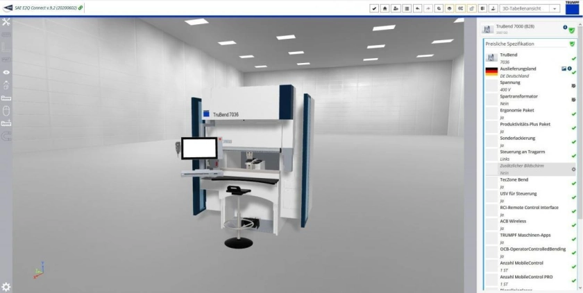 3D Produktkonfigurator Software bei Trumpf