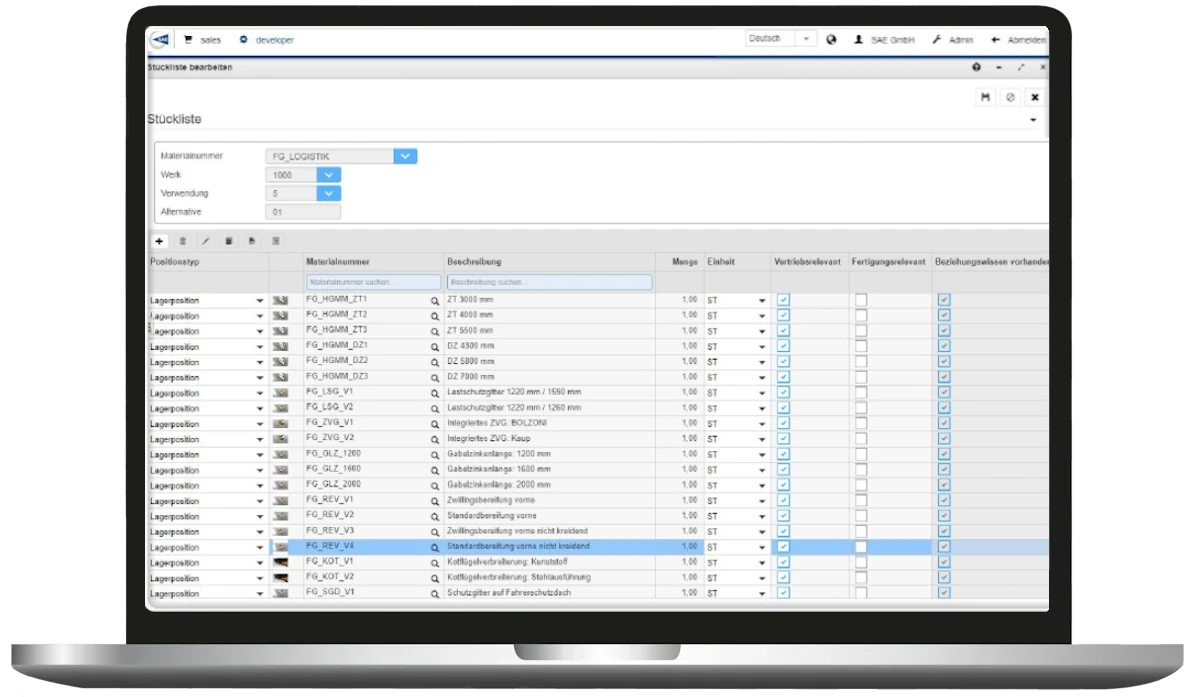 Variantenmanagement Software_Stückliste