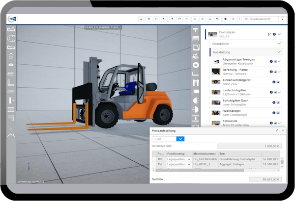 Gabelstapler Konfiguration in SAE 3D CPQ